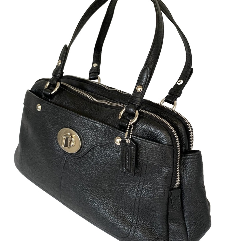 COACH Penelope Black Pebble Leather Shoulder Handbag - Picture 7 of 17